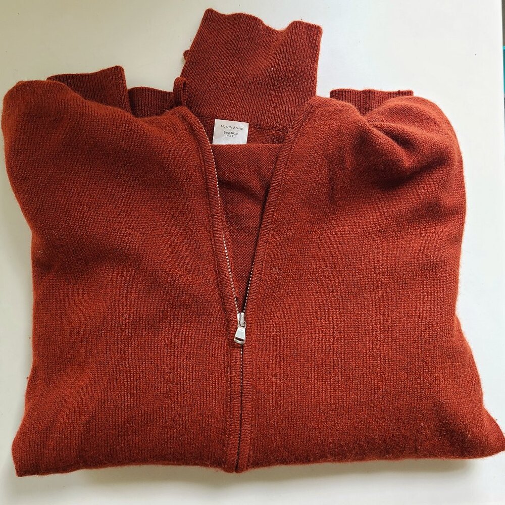 Burgundy 100% cashmere J Crew hoodie zip-up sweater - Size Large